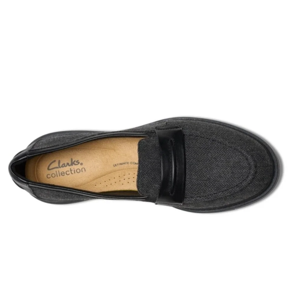 Clarks‎ Womens Shoes Size 10W Black Tweed Combi Textile Collection Westlynn Bay - Picture 2 of 8